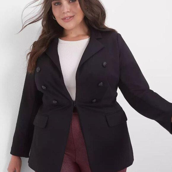 Lane Bryant Ponte Knit Blazer Jacket Womens 26 Black Plus Work Office GG11D - Picture 2 of 7